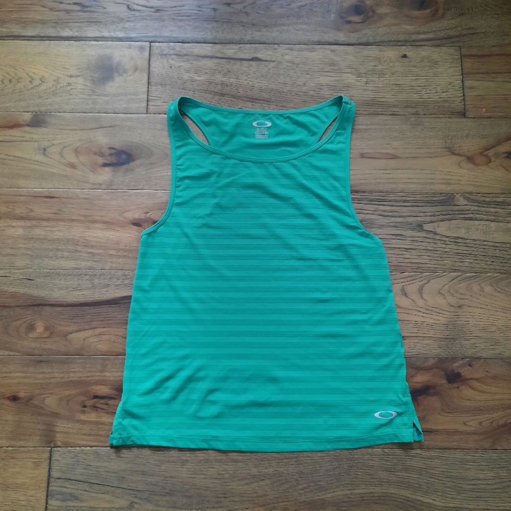 Oakley Green Striped Muscle Tank Top